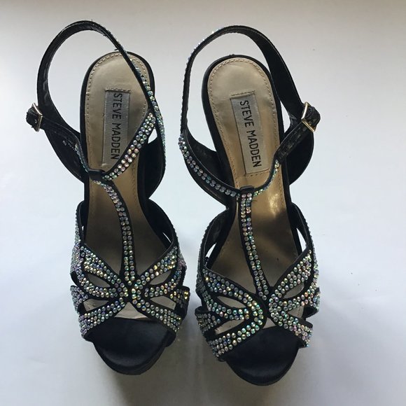 Steve Madden black/rhinestone stilettos size 6M - Picture 1 of 5